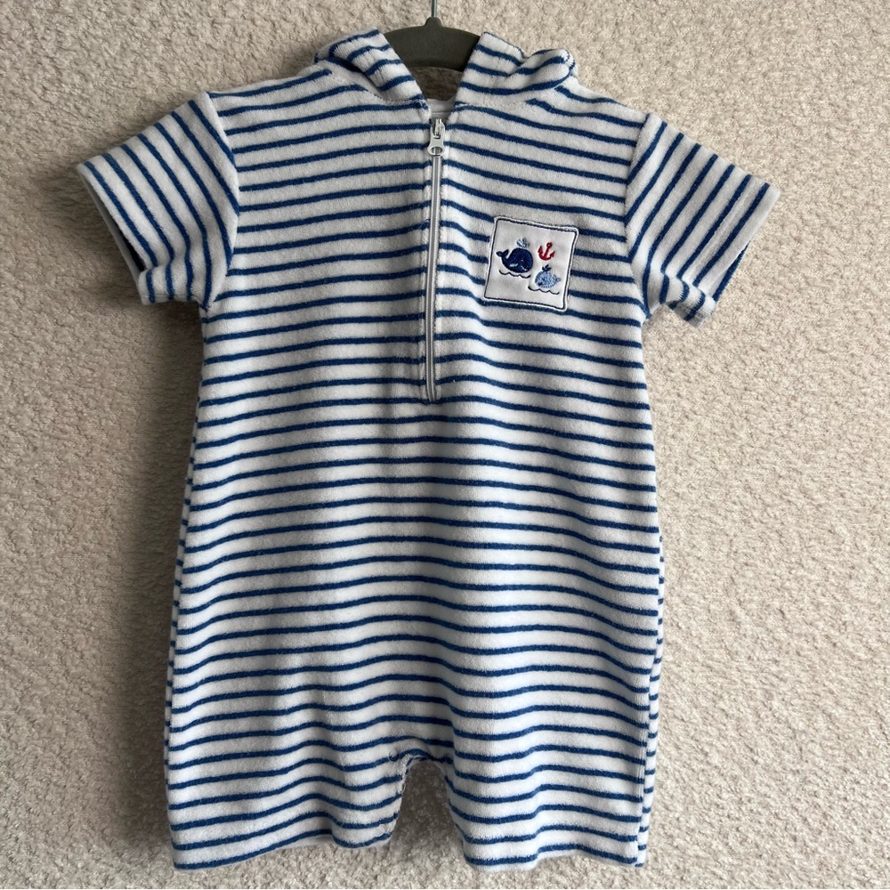 Kissy Kissy Baby‎ One Piece Terry Stripe Romper Pima Cotton Size 6-9 Months